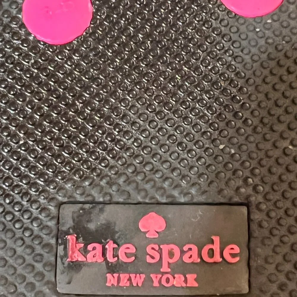 Kate Spade black /white polka dot with pink size 7/8 flip flop
